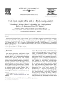Chemical Physics Letters–242 www.elsevier.com/locate/cplett  Fast beam studies of I 2 and I2  Ar photodissociation