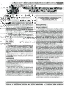Oklahoma Cooperative Extension Service  PSS-2902 What Soil, Forage or Water Test Do You Need?