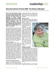 Interview with Baroness Rennie Fritchie
