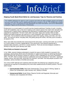 InfoBrief  NATIONAL COLLABORATIVE ON WORKFORCE AND DISABILITY FOR YOUTH ISSUE 34 - FEBRUARY 2012