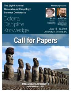 The Eighth Annual Generative Anthropology Summer Conference Deferral Discipline