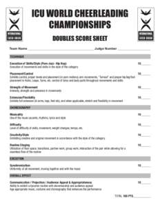 ICU  World Cheerleading Championship Doubles Scoresheet