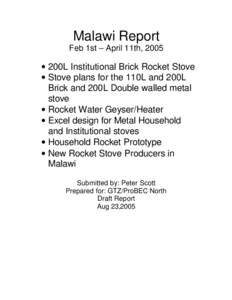 Malawi Report Feb 1st – April 11th, 2005