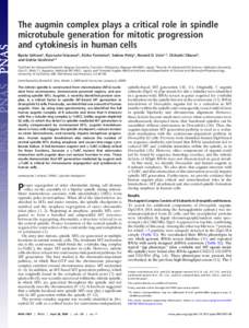 The augmin complex plays a critical role in spindle microtubule generation for mitotic progression and cytokinesis in human cells Ryota Ueharaa, Ryu-suke Nozawab, Akiko Tomiokaa, Sabine Petryc, Ronald D. Valec,1, Chikash