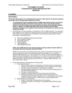 United States Department of Agriculture  Natural Resources Conservation Service STATEMENT OF WORK Comprehensive Nutrient Management Plan