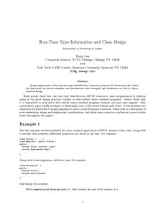 Run-Time Type Information and Class Design Annotations to Stroustrup & Lenkov Doug Lea Computer Science, SUNY Oswego, Oswego NYand