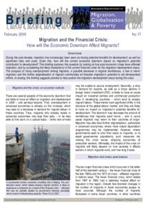 February[removed]No.17 Migration and the Financial Crisis: How will the Economic Downturn Affect Migrants?