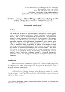 Journal of Human Resources Management and Labor Studies June 2014, Vol. 2, No. 2, ppISSN: Print), Online) Copyright © The Author(sAll Rights Reserved. Published by American Resea