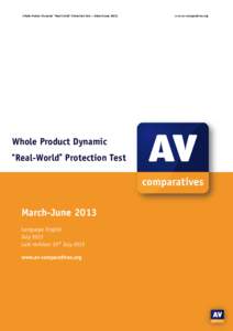 Whole Product Dynamic “Real‐World” Protection Test – (March‐June 2013)   Whole Product Dynamic