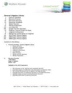 LoislawConnect  General Litigation Library I. II. III.
