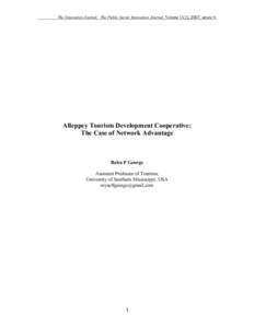 Network Advantage in Tourism: The Case of Alleppey Tourism Development Cooperative