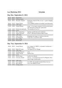 Lua Workshop[removed]Schedule Day One, September 8, [removed]:30 – 08:45