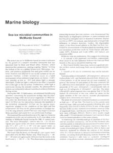 Marine biology Sea-ice microbial communities in McMurdo Sound CORNELIUS W. SULLIVAN and ANNA C. PALMISANO Department of Biological Sciences University of Southern California