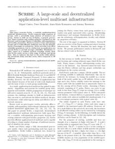 IEEE JOURNAL ON SELECTED AREAS IN COMMUNICATIONS, VOL. XX, NO. Y, MONTHScribe: A large-scale and decentralized application-level multicast infrastructure