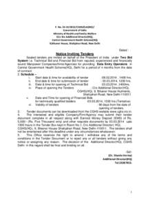 F. NoCGHS/Estt(NG)/ Government of India Ministry of Health and Family Welfare O/o the Additional Director(HQ), Central Government Health Scheme(HQ) 9,Bikaner House, Shahjahan Road, New Delhi