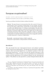 Global Constitutionalism (2013), 2:3, 407–436 doi:[removed]S2045381713000038 © Cambridge University Press, 2013  European exceptionalism?