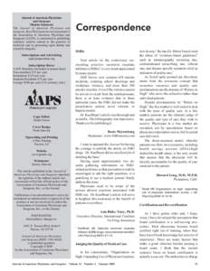 Journal of American Physicians and Surgeons Mission Statement The Journal of American Physicians and Surgeons, the official peer-reviewed journal of the Association of American Physicians and