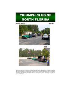 TRIUMPH CLUB OF NORTH FLORIDA Volume 19, Issue 5 May 2007