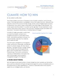 www.energyinnovation.org 98 Battery Street; San Francisco, CACLIMATE: HOW TO WIN BY HAL HARVEY ● APRIL 2016