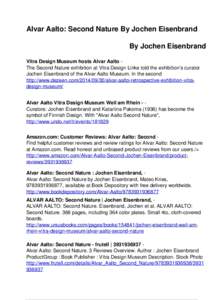 Alvar Aalto: Second Nature By Jochen Eisenbrand