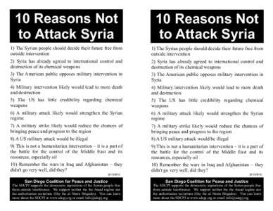 10 Reasons Not to Attack Syria 10 Reasons Not to Attack Syria