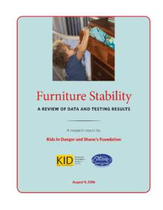 Furniture Stability: A review of data and testing results A research report by: Kids In Danger and Shane’s Foundation August 9, 2016