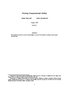 Proving Computational Ability Mihir Bellare Oded Goldreichy  August 1992