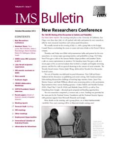 Volume 41 • Issue 7  IMS  Bulletin October/November 2012