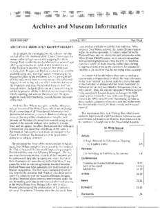 Archives and Museum Informatics Newsletter, Vol. 7, no. 1