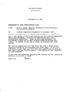 TH E WHITE HOUSE WASHINGTON December 16, 1993  MEMORANDUM TO [SEE DISTRIBUTION LIST]