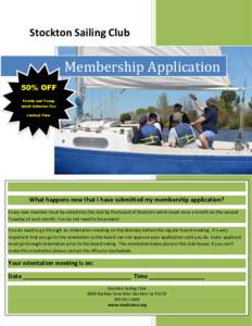 Stockton Sailing Club  Membership Application 50% OFF Family and Young Adult Initiation Fee