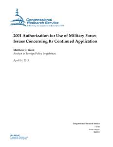 2001 Authorization for Use of Military Force: Issues Concerning Its Continued Application