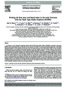 Available online at www.sciencedirect.com  Advances in Space Research xxx[removed]xxx–xxx www.elsevier.com/locate/asr  Probing the ﬁrst stars and black holes in the early Universe