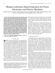 538  IEEE TRANSACTIONS ON POWER SYSTEMS, VOL. 20, NO. 2, MAY 2005 Modern Laboratory-Based Education for Power Electronics and Electric Machines