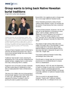 Group wants to bring back Native Hawaiian burial traditions