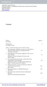 Cambridge University Press5 - Computational Social Science: Discovery and Prediction R. Michael Alvarez Table of Contents More information