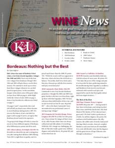 KLWines.com | Alfred Kressmann’s notebook. Read more on page 4. October 20, 2014
