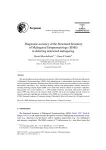 Archives of Clinical Neuropsychology–152 Diagnostic accuracy of the Structured Inventory of Malingered Symptomatology (SIMS) in detecting instructed malingering