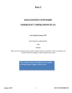 Part 3  DOYLESTOWN TOWNSHIP EMERGENCY OPERATIONS PLAN  Last Updated: January 2017