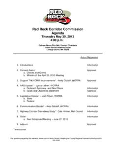 Agenda  Red Rock Corridor Commission Agenda Thursday May 30, 2013 4:00 p.m.