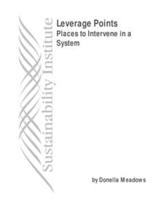 Leverage Points Places to Intervene in a System by Donella Meadows