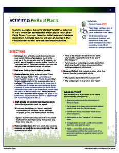 6  activity 2: Perils of Plastic Materials: • Perils of Plastic (PDF)