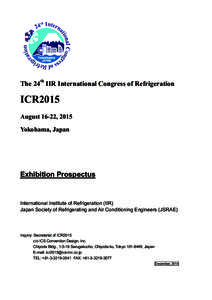 Engineering / Thermodynamics / Institute of Refrigeration / Refrigeration / Mechanical engineering / Pacifico Yokohama / Chemistry / Heating /  ventilating /  and air conditioning / Food preservation / International Institute of Refrigeration