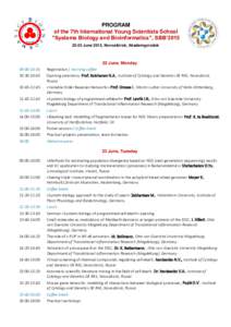 PROGRAM of the 7th International Young Scientists School 