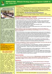 NEWSLETTER - Ethiopia Strategy Support Program II (ESSP II) July – August 2011 Upcoming Events!   Impact Evaluation of the