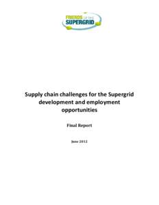 Supply chain challenges for the Supergrid development and employment opportunities Final Report June 2012