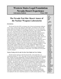 Western States Legal Foundation Nevada Desert Experience Information Bulletin Winter,000+