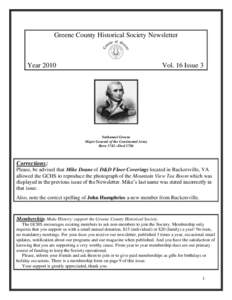 Greene County Historical Society Newsletter  Year 2010 Vol. 16 Issue 3