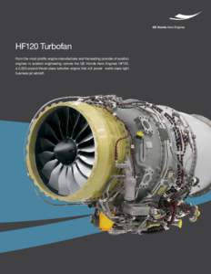 HF120 Turbofan From the most prolific engine manufacturer and the leading provider of aviation engines in aviation engineering comes the GE Honda Aero Engines HF120, a 2,000-pound-thrust-class turbofan engine that will p