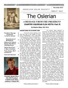 AMERICAN OSLER SOCIETY  November 2012 Volume 13  Issue 3